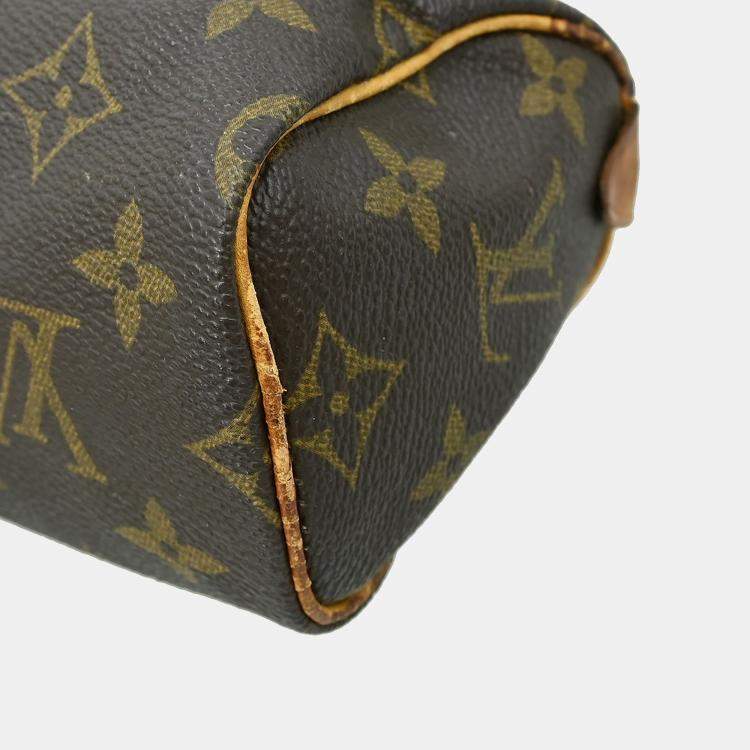 Pre Owned Louis Vuitton Speedy Mini Brown Monogram Canvas Top Handle Bag