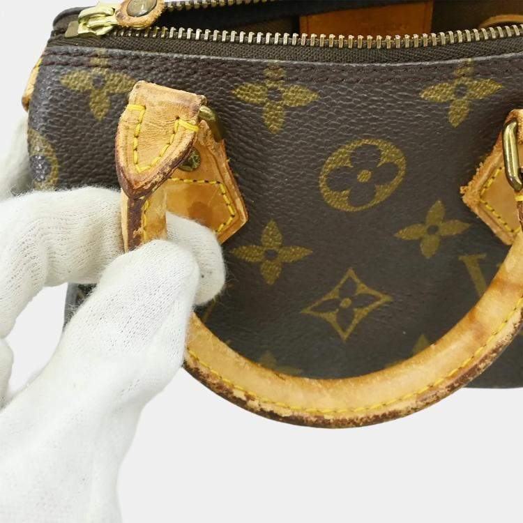 Pre Owned Louis Vuitton Speedy Mini Brown Monogram Canvas Top Handle Bag