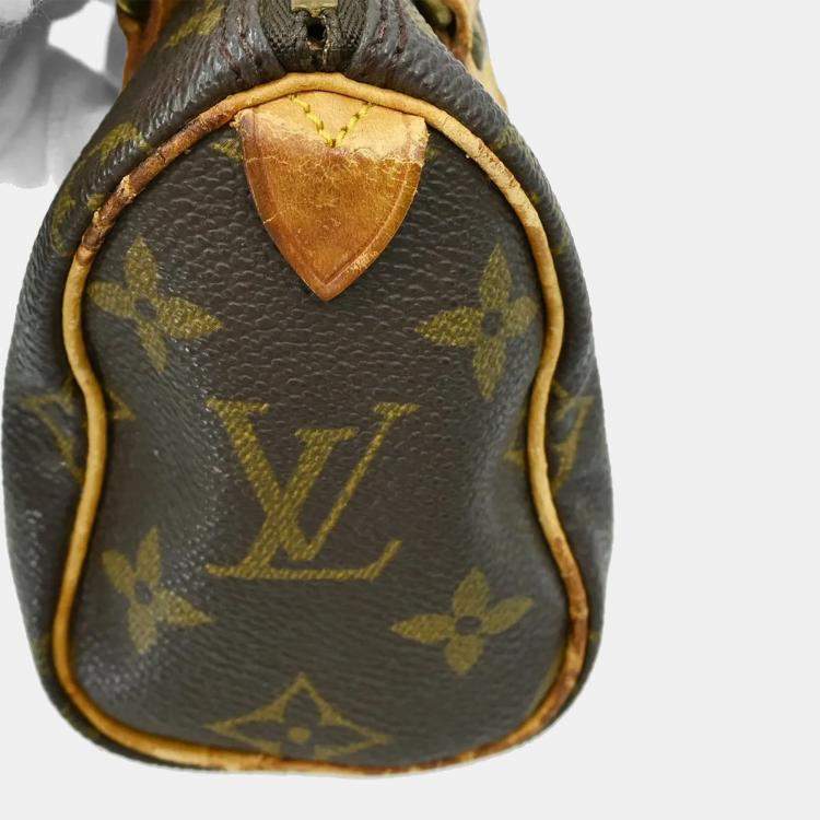 Pre Owned Louis Vuitton Speedy Mini Brown Monogram Canvas Top Handle Bag