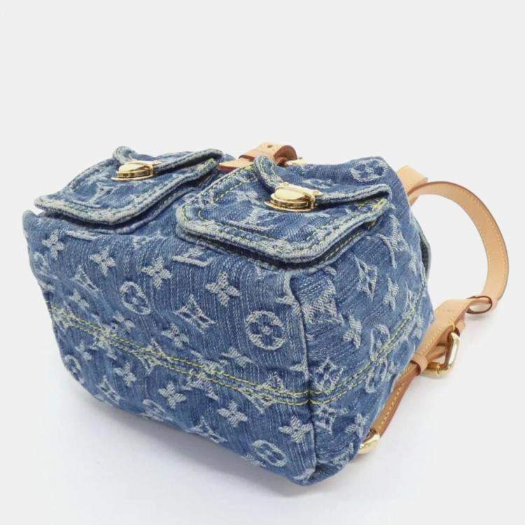 Pre Owned Louis Vuitton Monogram Denim Sac Ado Pm Backpack