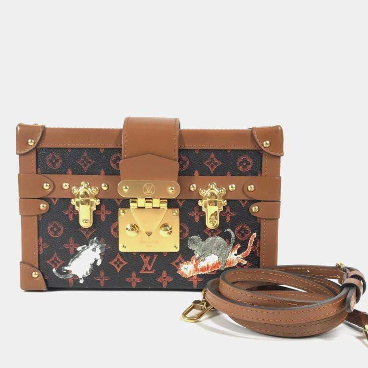 Pre Owned Louis Vuitton Monogram Catgram Petite Malle Nm Clutch Bag 2-Way Shoulder Canvas Brown