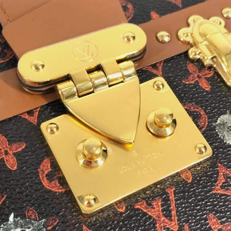 Pre Owned Louis Vuitton Monogram Catgram Petite Malle Nm Clutch Bag 2-Way Shoulder Canvas Brown