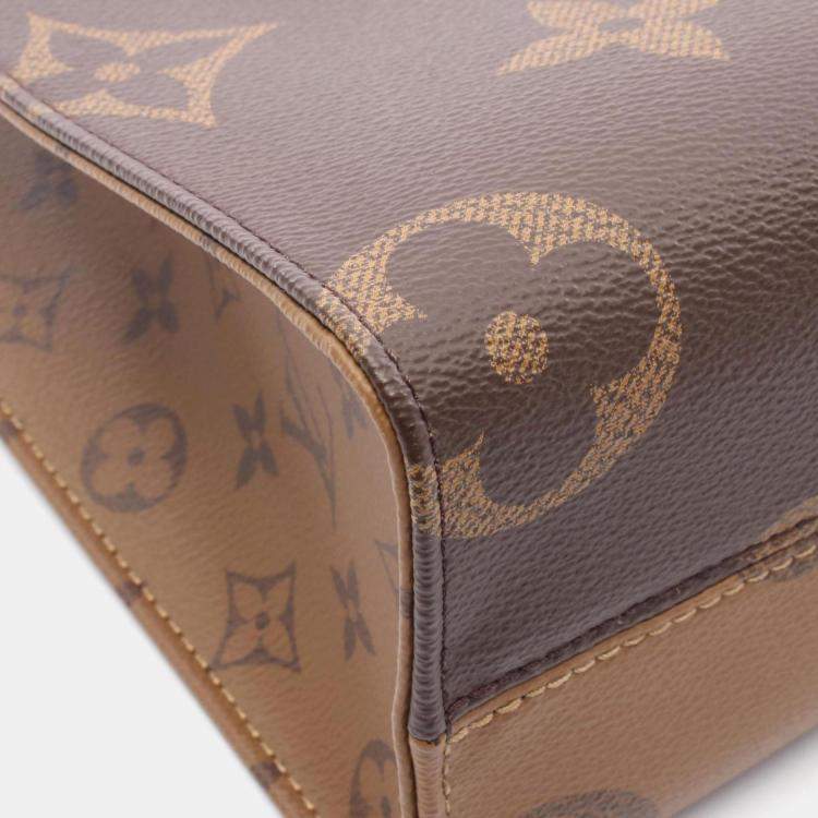 Pre Owned Louis Vuitton On The Go Pm Handbag Coated Canvas Monogram Giant Reverse Women'S Brown And Beige
