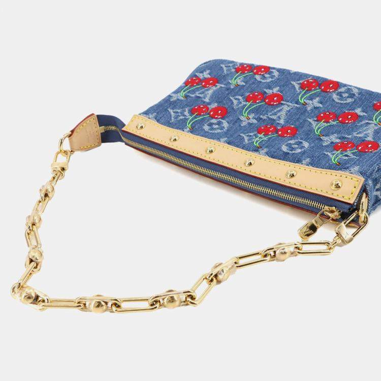 Pre Owned Louis Vuitton Lv X Tm Pochette Accessoires Hand Shoulder Bag Monogram Cherry Denim