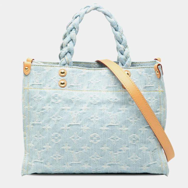 Pre Owned Louis Vuitton Monogram Denim Let Go Handbag Light Blue Denim
