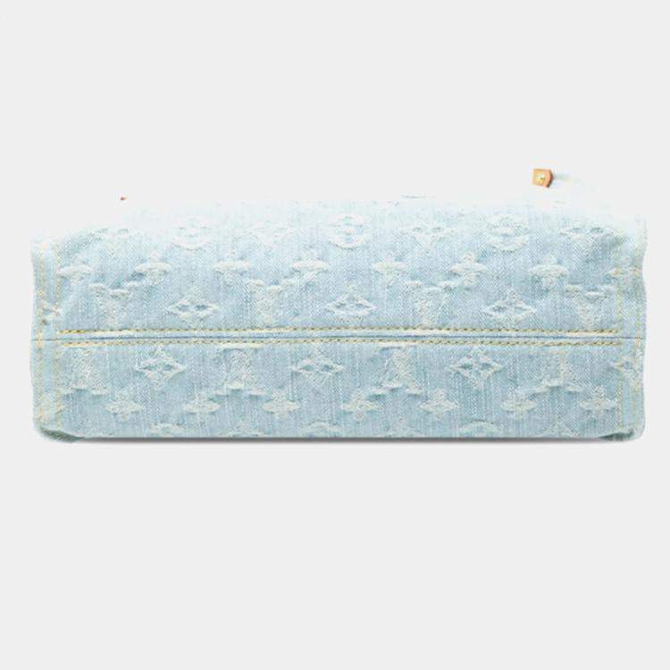 Pre Owned Louis Vuitton Monogram Denim Let Go Handbag Light Blue Denim