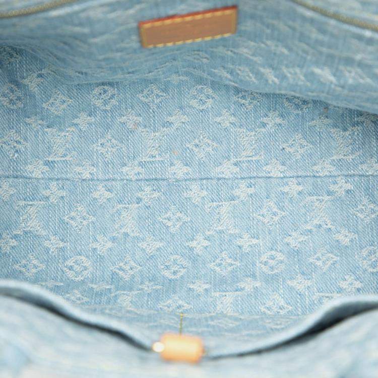 Pre Owned Louis Vuitton Monogram Denim Let Go Handbag Light Blue Denim