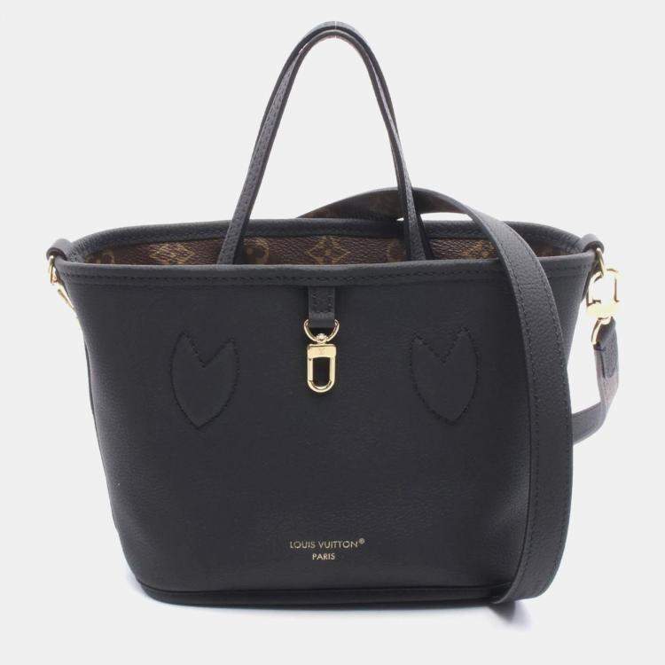 Pre Owned Louis Vuitton Neverfull Inside Out Monogram BB Brown Black Coated Canvas Leather Tote Bag