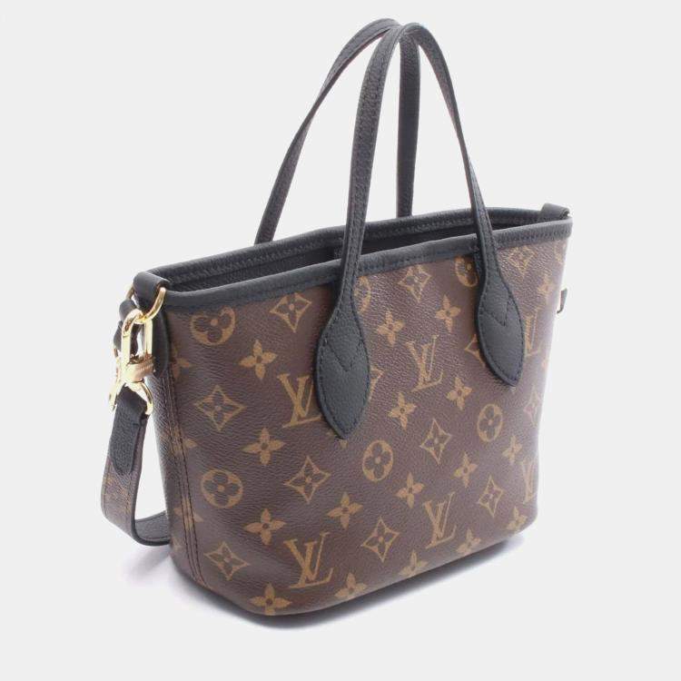 Pre Owned Louis Vuitton Neverfull Inside Out Monogram BB Brown Black Coated Canvas Leather Tote Bag