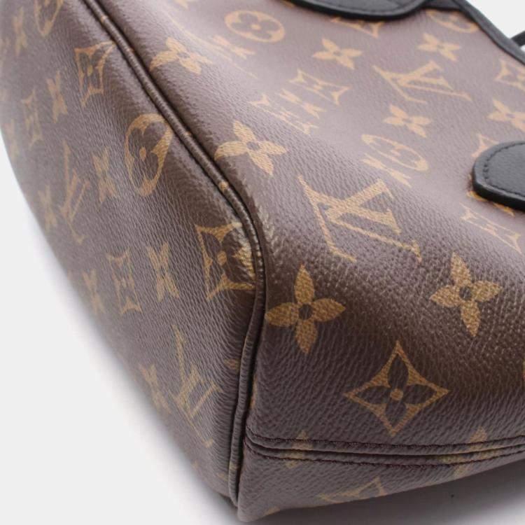 Pre Owned Louis Vuitton Neverfull Inside Out Monogram BB Brown Black Coated Canvas Leather Tote Bag