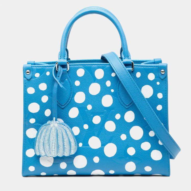 مملوكة مسبقًا Louis Vuitton X Yk Monogram Empreinte On The Go Pm Handbag Blue And White Leather