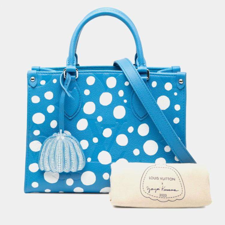 مملوكة مسبقًا Louis Vuitton X Yk Monogram Empreinte On The Go Pm Handbag Blue And White Leather