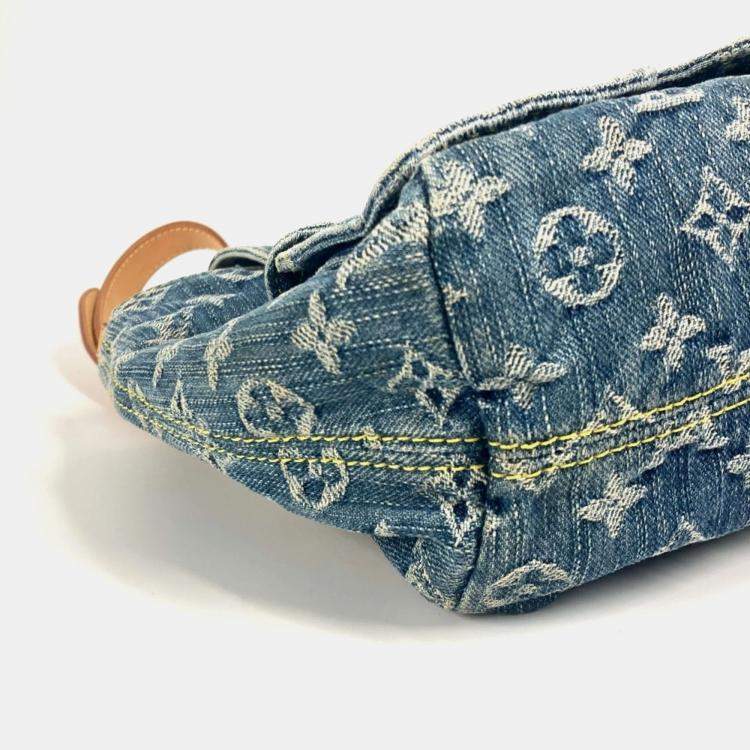 Pre Owned Louis Vuitton Monogram Denim Sac Ado Pm Backpack Canvas Blue