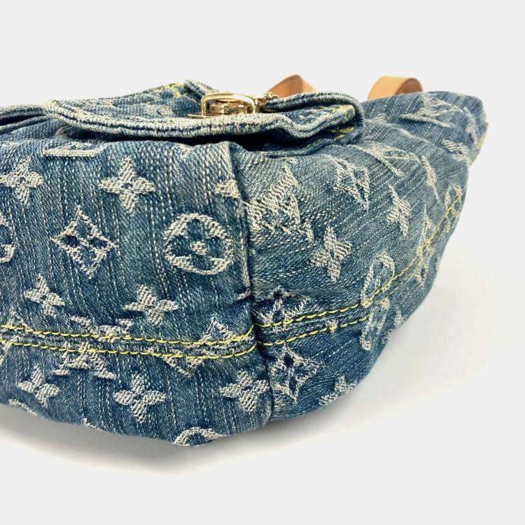 Pre Owned Louis Vuitton Monogram Denim Sac Ado Pm Backpack Canvas Blue