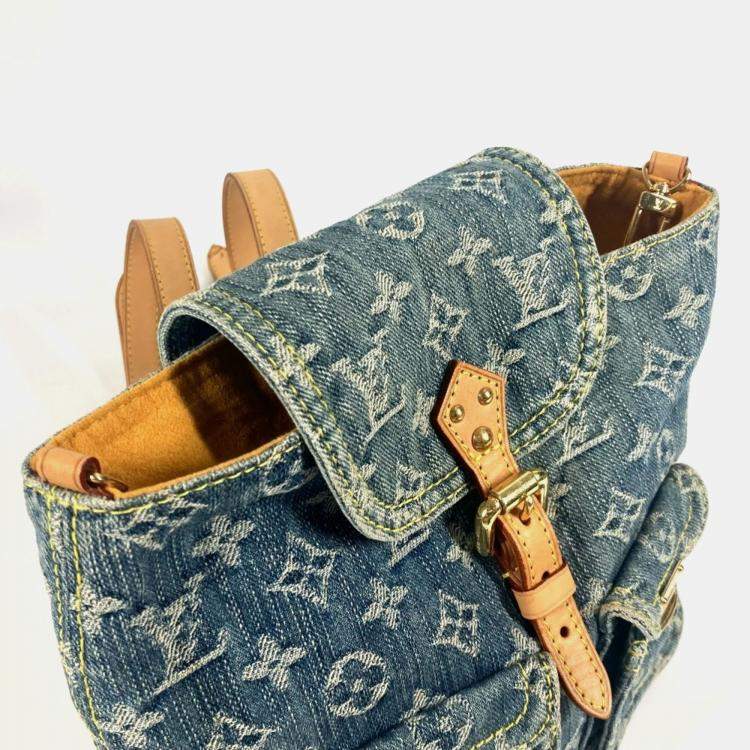 Pre Owned Louis Vuitton Monogram Denim Sac Ado Pm Backpack Canvas Blue