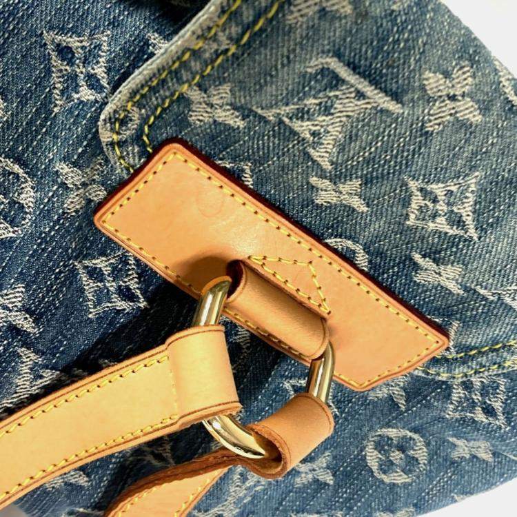 Pre Owned Louis Vuitton Monogram Denim Sac Ado Pm Backpack Canvas Blue