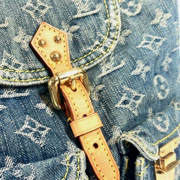 Pre Owned Louis Vuitton Monogram Denim Sac Ado Pm Backpack Canvas Blue