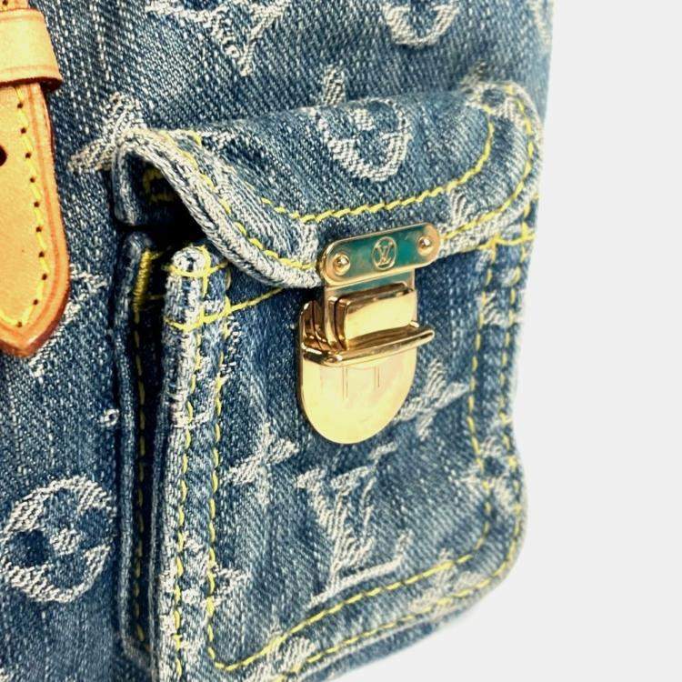 Pre Owned Louis Vuitton Monogram Denim Sac Ado Pm Backpack Canvas Blue