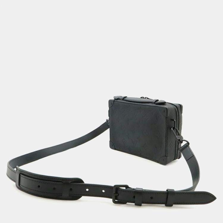 Pre Owned Louis Vuitton Taurillon Monogram Handle Soft Trunk Pochette Shoulder Bag Handbag Noir Black