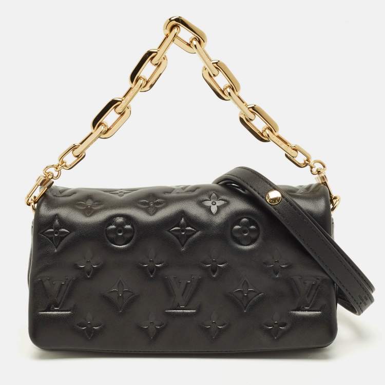 Pre Owned Louis Vuitton Coussin Black Monogram Embossed Leather Pochette