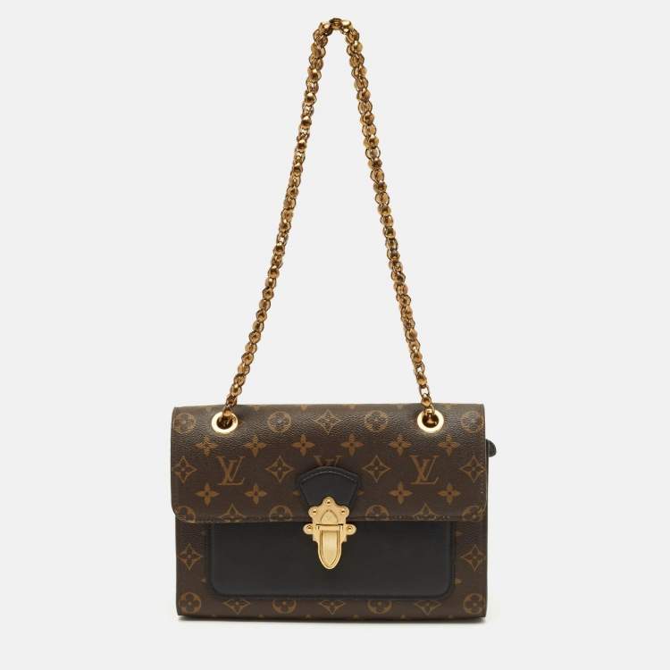 Pre Owned Louis Vuitton Victoire Black Monogram Canvas and Leather Shoulder Bag