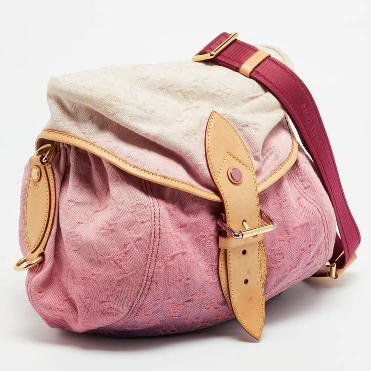 Pre Owned Louis Vuitton Sunshine Pink Washed Denim Monogram Limited Edition Bag