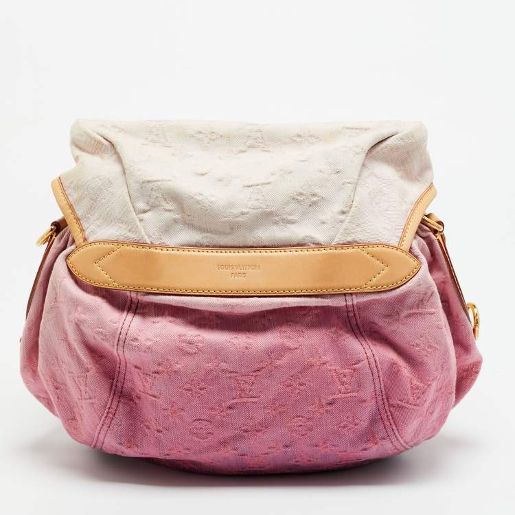 Pre Owned Louis Vuitton Sunshine Pink Washed Denim Monogram Limited Edition Bag