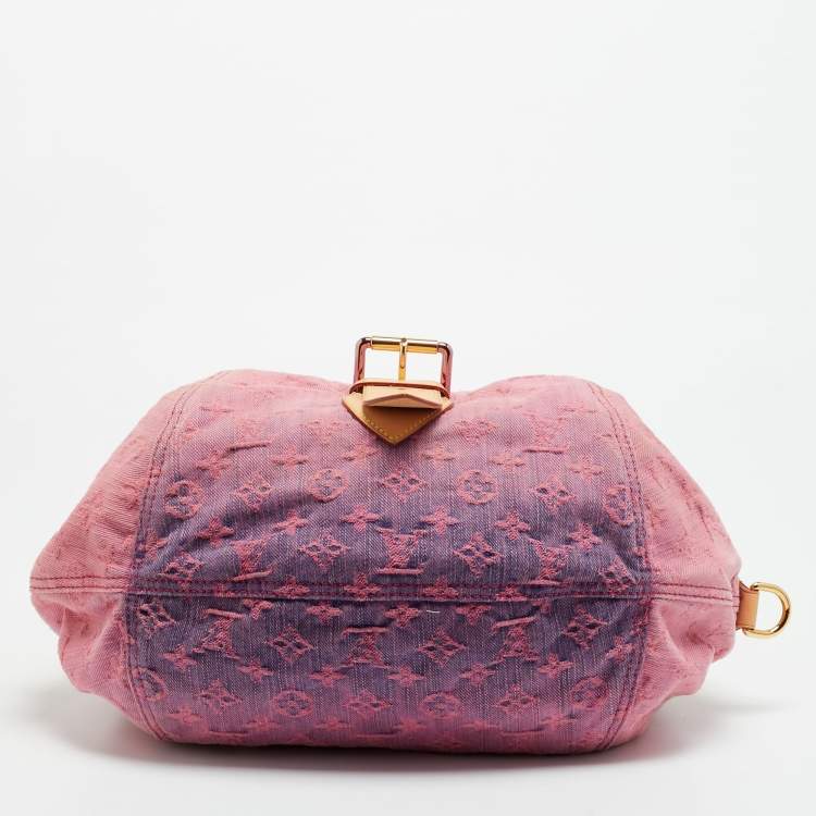 Pre Owned Louis Vuitton Sunshine Pink Washed Denim Monogram Limited Edition Bag