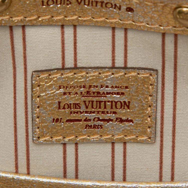 Pre Owned Louis Vuitton Gold White Canvas Theda Treanonne GM