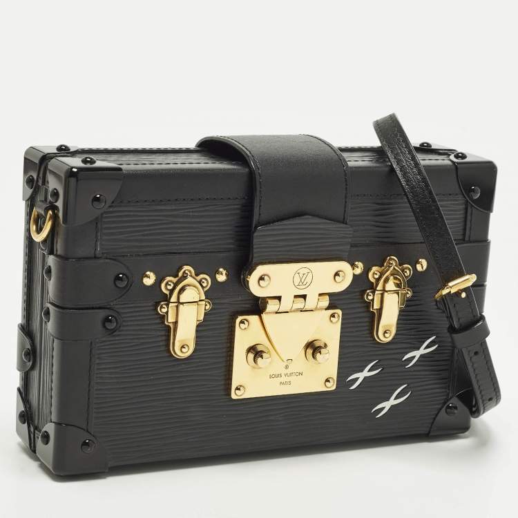 Pre Owned Louis Vuitton Petite Malle Black Epi Leather Clutch Bag