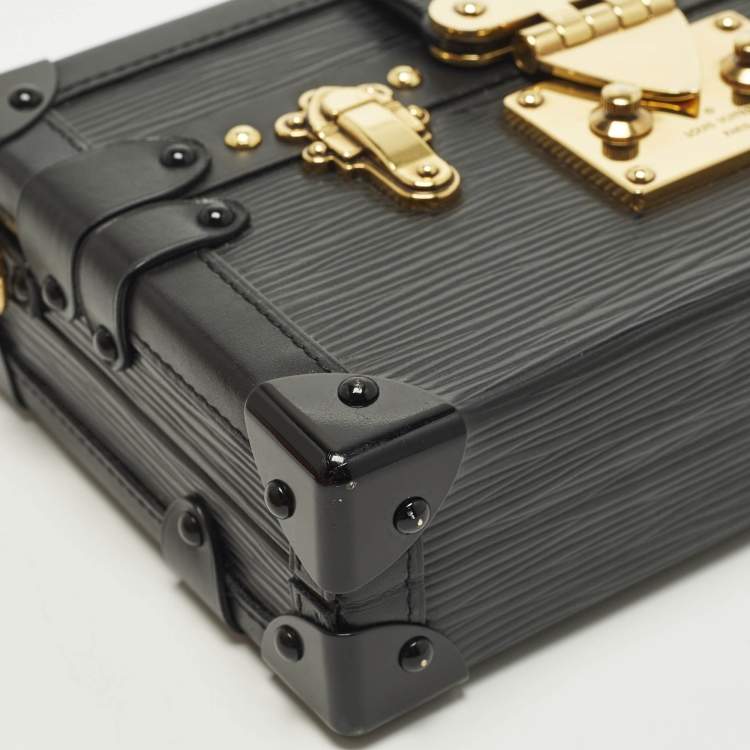 Pre Owned Louis Vuitton Petite Malle Black Epi Leather Clutch Bag
