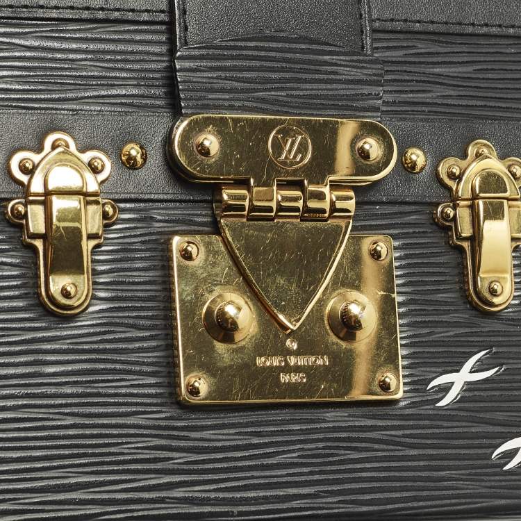 Pre Owned Louis Vuitton Petite Malle Black Epi Leather Clutch Bag