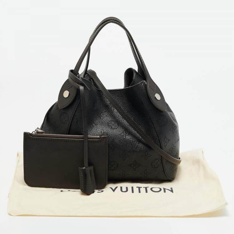 Pre Owned Louis Vuitton Hina PM Black Monogram Mahina Leather Bag