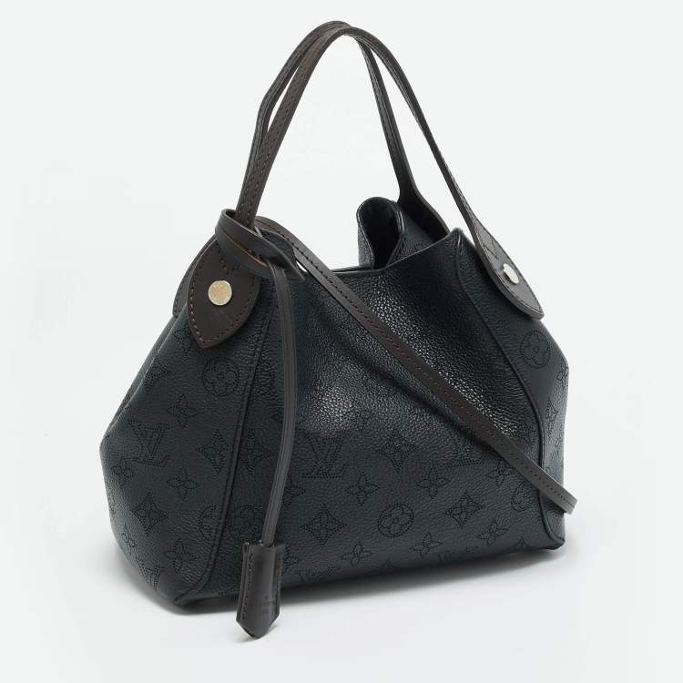 Pre Owned Louis Vuitton Hina PM Black Monogram Mahina Leather Bag