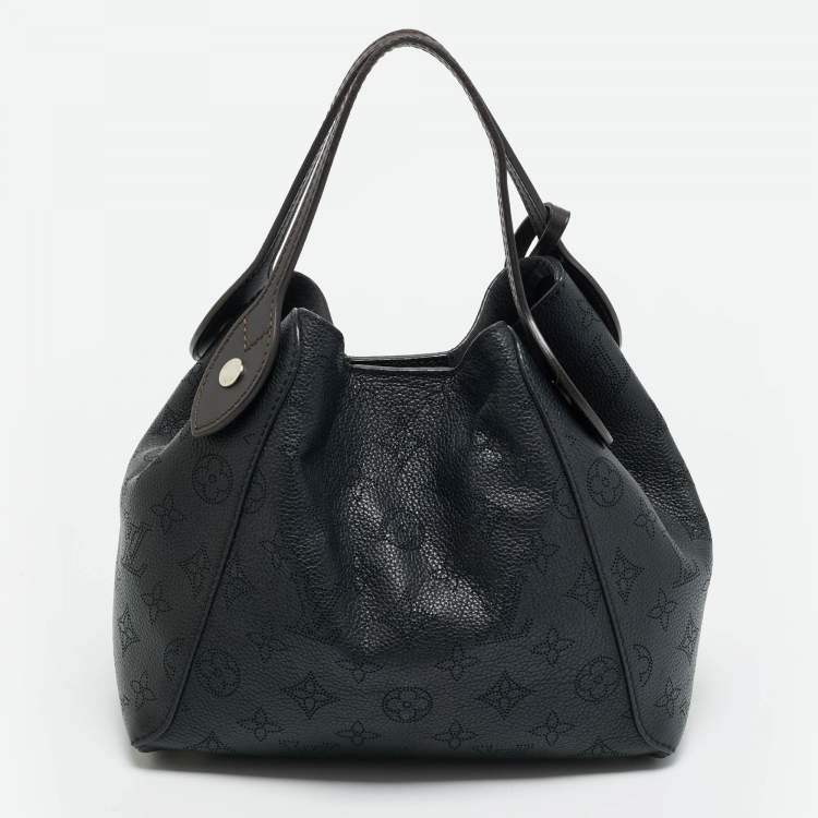 Pre Owned Louis Vuitton Hina PM Black Monogram Mahina Leather Bag