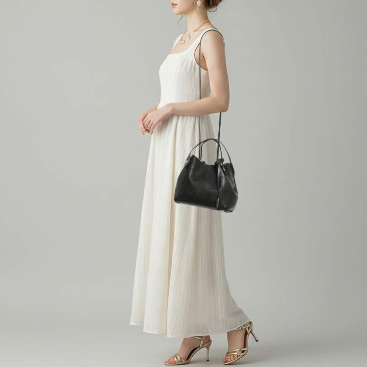 Pre Owned Louis Vuitton Hina PM Black Monogram Mahina Leather Bag