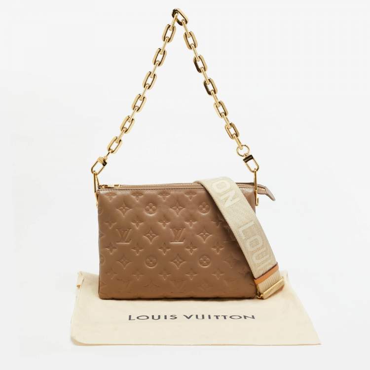 Pre Owned Louis Vuitton Coussin PM Taupe Monogram Embossed Bag