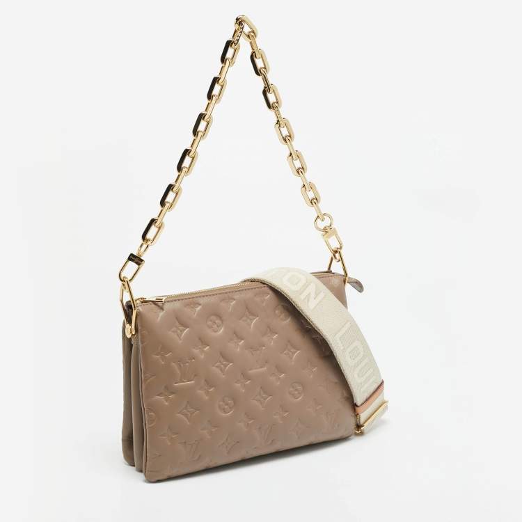 Pre Owned Louis Vuitton Coussin PM Taupe Monogram Embossed Bag