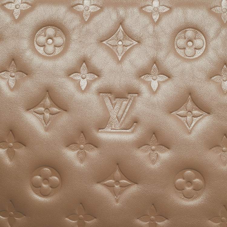 Pre Owned Louis Vuitton Coussin PM Taupe Monogram Embossed Bag