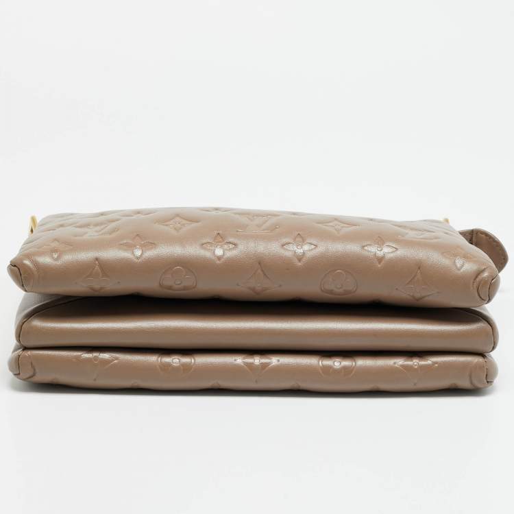 Pre Owned Louis Vuitton Coussin PM Taupe Monogram Embossed Bag