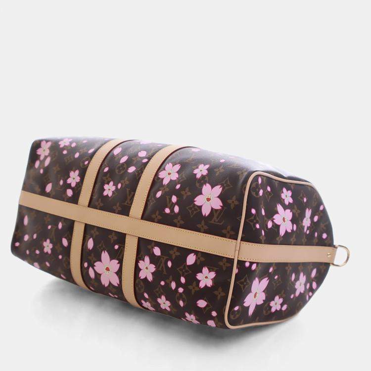 Pre Owned Louis Vuitton x Takashi Murakami Brown/Pink Monogram Keepall Bandouliere 45