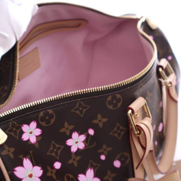 Pre Owned Louis Vuitton x Takashi Murakami Brown/Pink Monogram Keepall Bandouliere 45