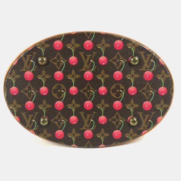 Pre Owned Louis Vuitton Monogram Cherry Bucket Pm Canvas Red