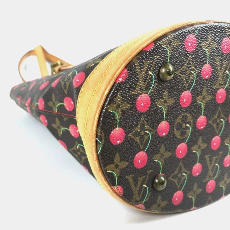 Pre Owned Louis Vuitton Monogram Cherry Bucket Pm Canvas Red