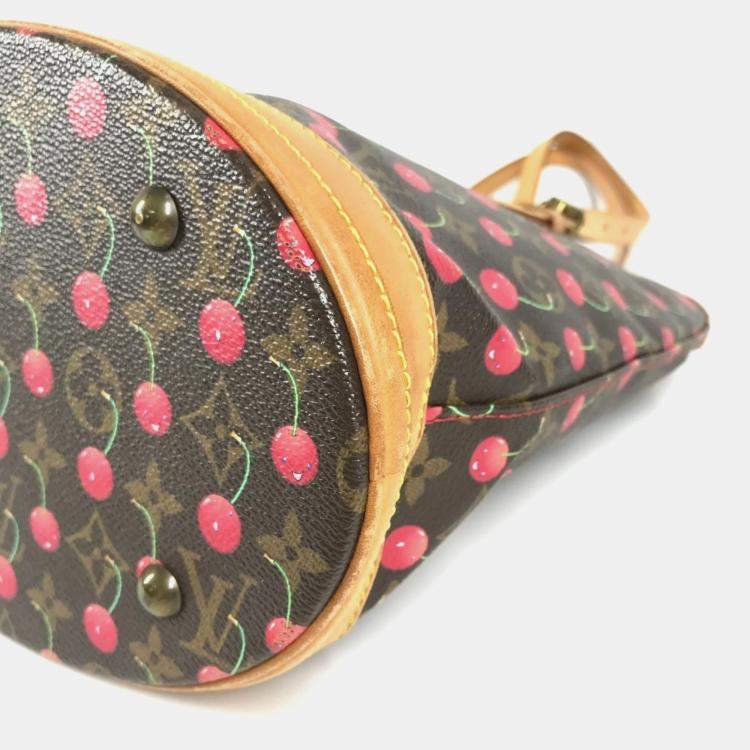 Pre Owned Louis Vuitton Monogram Cherry Bucket Pm Canvas Red