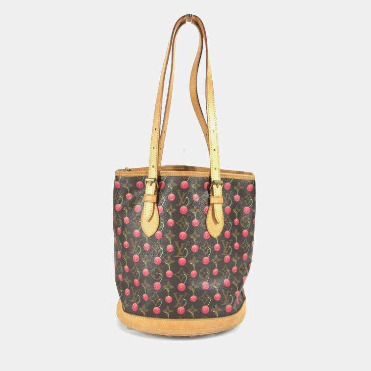Pre Owned Louis Vuitton Monogram Cherry Bucket Pm Canvas Red
