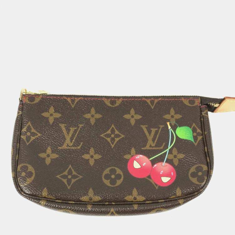 Pre Owned Louis Vuitton Monogram Cherry Bucket Pm Canvas Red