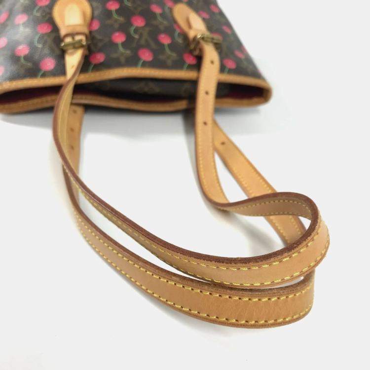 Pre Owned Louis Vuitton Monogram Cherry Bucket Pm Canvas Red