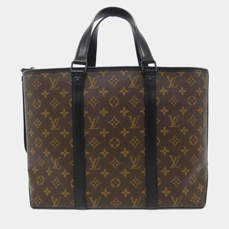 Pre Owned Louis Vuitton Monogram Macassar Weekend Tote Gm Handbag