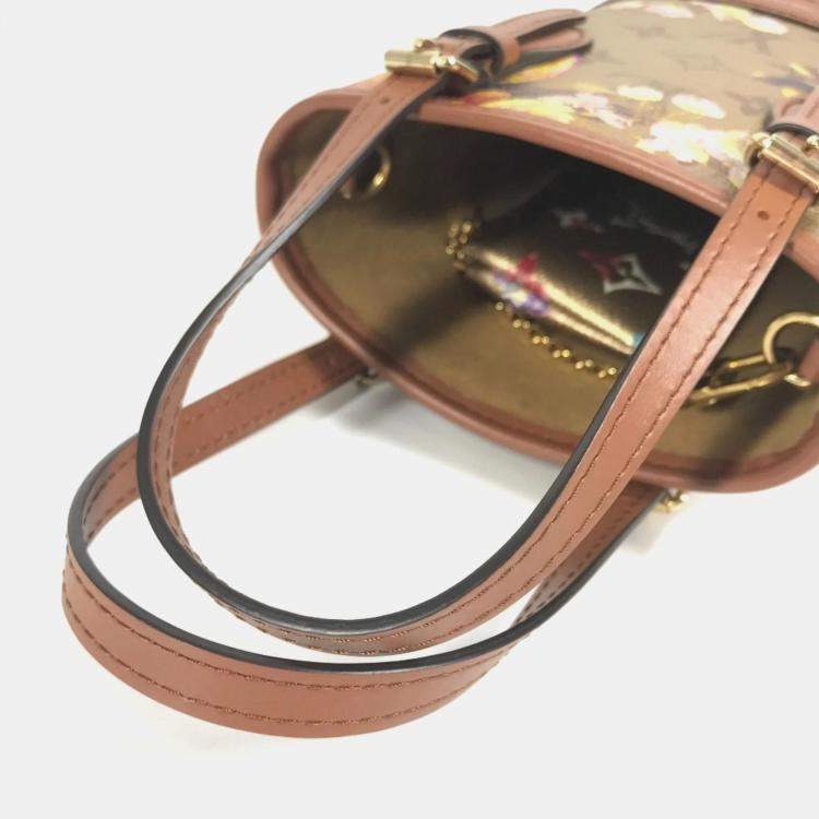 Pre Owned Louis Vuitton Garden Nano Gold Leather Shoulder Bag